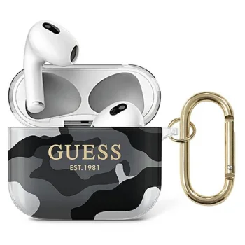 Guess AirPods 3 maciņš Camouflage Collection, melns