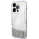 Guess iPhone 14 Pro vāciņš Liquid Glitter Marble, balts