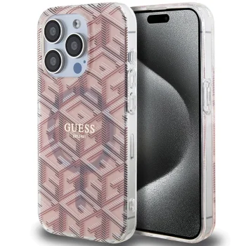 Guess iPhone 15 Pro Case IML GCube MagSafe, Pink