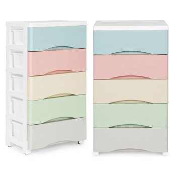 Комод с 5 ящиками на колесиках ModernHome для хранения, разноцветный