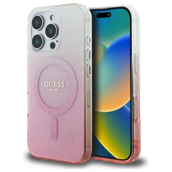 Чехол Guess для iPhone 16 Pro IML Glitter Gradient MagSafe, розовый
