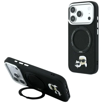 Чехол Karl Lagerfeld Ring Stand 360 Karl & Choupette MagSafe для iPhone 18 Pro Max / 17 Pro Max, черный