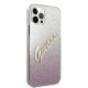 Guess iPhone 12 Pro Max vāciņš Glitter Gradient Script, rozā