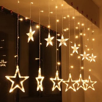 Ziemassvētku Virtene Lāstekas Zvaigznes 138 LED, 3m, Silti balta | Fairy Christmas Lights