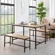 Industrial Dining Set with 2 Benches for 4 People ModernHome