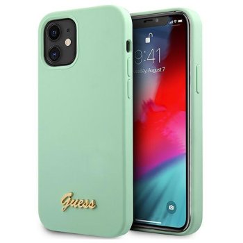 Apple iPhone 12 mini 5.4'' Guess Metal Logo Script Case Cover (GUHCP12SLSLMGGN), Green | Чехол Кейс...