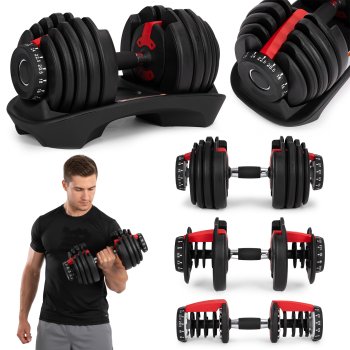 Regulējama čuguna hantele ModernHome ar statīvu 2,5-24 kg