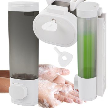 Sienas šķidrā ziepju dozators ar spiedpogu, 300 ml, balts