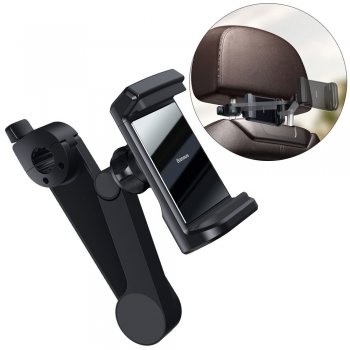 Baseus Headrest Auto Telefona Turētājs ar Bezvadu Ladētāju 15W | Wireless Charger Headrest Car Phone Holder