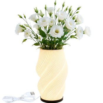 2-in-1 LED RGB galda lampa un vāze ar pulti, Ecru