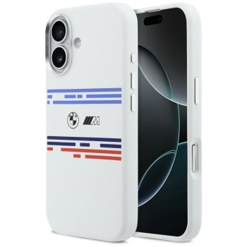 BMW M silikona maciņš ar horizontālām līnijām un MagSafe iPhone 17 – balts | Phone Case Cover