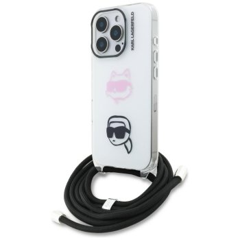 Karl Lagerfeld IML Crossbody Karl&Choupette Head maciņš iPhone 16 Pro Max telefonam – balts | Phone Case Cover