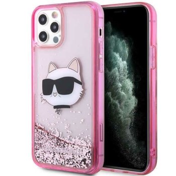 Apple iPhone 12 / 12 Pro 6.1" Karl Lagerfeld Glitter Choupette Head Case Cover (KLHCP12MLNCHCP), Pink