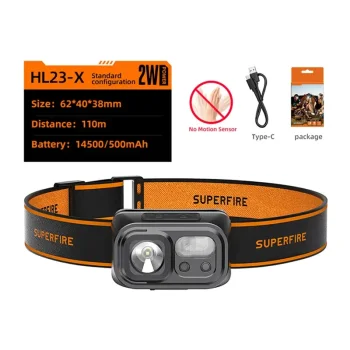 Pieres lukturis Superfire HL23-X 120lm USB-C