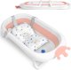 Ricokids RK-280 Foldable Baby Bath Tub with Cushion, White/Pink