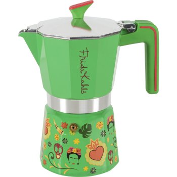 Pedrini Frida Kahlo Moka Pot, 6 Cups, Green