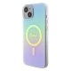 Guess iPhone 15 Plus vāciņš IML Iridescent MagSafe, tirkīza