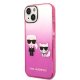 Чехол Karl Lagerfeld Gradient Ikonik Karl & Choupette для iPhone 14 Plus - Розовый