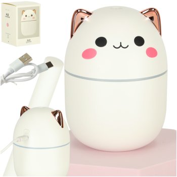 Cat Air Humidifier and Essential Oil Diffuser with RGB Light, White