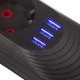 Maclean MCE394 B Pagarinātājs ar 3 ligzdām un 3xUSB, 1.5m, 2500W, Melns