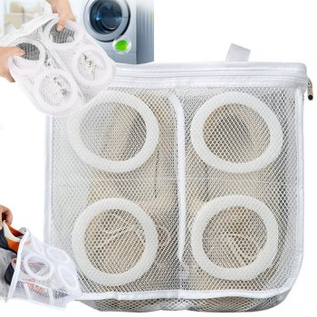 Мешок для стирки обуви с молнией и двумя отделениями, белый