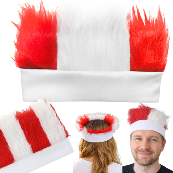 Sports Fan Wig Headband Stadium Hair Accessory, white and red
