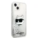 Karl Lagerfeld iPhone 14 Plus vāciņš Glitter Choupette Head Sudraba