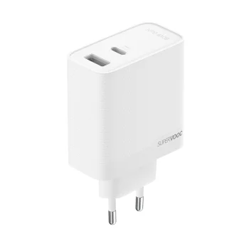 Сетевое зарядное устройство Oppo VCB8OAEH 80W USB-A + USB-C GaN, белое