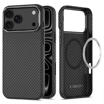 Чехол Tech-Protect Ion Carbon MagSafe для Apple iPhone 18 Pro / 17 Pro, черно-серебристый
