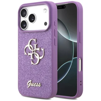 Guess iPhone 17 Pro чехол Fixed Glitter Big 4G, фиолетовый