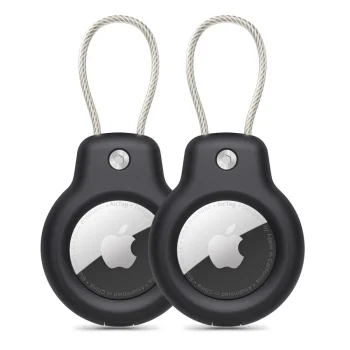 Tech-Protect Rough Vein maciņš Apple AirTag (2 gab.), Melns
