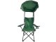 Folding camping chair with canopy and cup holder, green