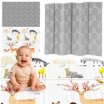 Divpusējs spēļu putu paklājs bērniem, saliekams bērnu istabas grīdas paklājiņš, 200x180cm | Double-sided XPE...