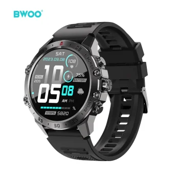 BWOO WA-08 viedpulkstenis ar 1,43" AMOLED ekrānu, melns