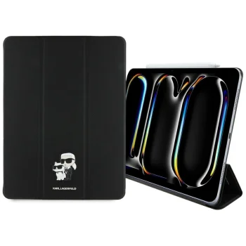 Atverams vāciņš Karl Lagerfeld iPad Pro 13" 2024 Saffiano Magnetic Karl & Choupette, melns