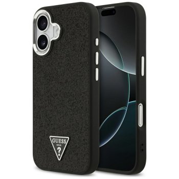 Guess Glitter Triangle Logo MagSafe MagCase iPhone 17 tālrunim – melns | Phone Case Cover