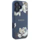 Guess Grained Printed Flower Pattern MagSafe Case for iPhone 16 Blue