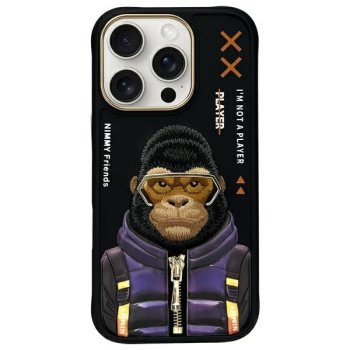 Nimmy Cool&Cute 2.0 Monkey vāciņš iPhone 16 Pro Max - Melns | Phone Case Cover Black