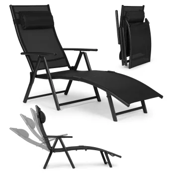Multigarden ZRL020 BLACK Folding Garden Lounger, Black
