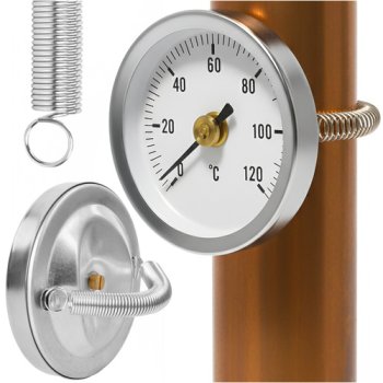 Ruhhy 26557 Bimetallic Pipe Thermometer 0-120°C