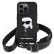 Apple iPhone 15 Pro Max 6.7\'\' Karl Lagerfeld Crossbody Silicone Ikonik Case Cover (KLHCP15XSCBSKNK), Black