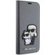 Karl Lagerfeld iPhone 14 Bookcase Saffiano Karl & Choupette, Silver