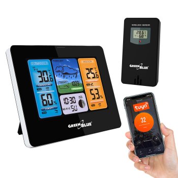 Greenblue GB215 WiFi meteoroloģiskā stacija ar ārējo sensoru, TUYA