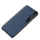 Atverams vāciņš iPhone 16e / 17e ar statīva funkciju Eco Leather View Case, zils
