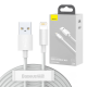 Baseus Simple Wisdom USB to Apple iPhone Lightning Cable, 2.4A 1,5m set of 2 pcs., White | Lādētājvads Datu...
