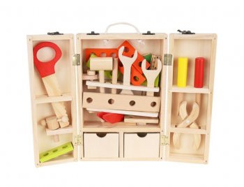 Rotaļlieta koka instrumentu kaste komplekts bērniem | Wooden Tool Box For Kids