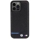 Чехол BMW для iPhone 15 Pro Max Leather Carbon, черный