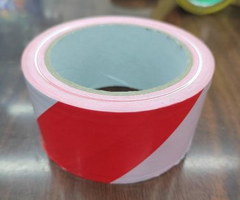 Brīdinājuma lente, balti sarkana, 100m, 52mm