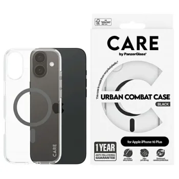 PanzerGlass iPhone 16 Plus vāciņš CARE Flagship Case, melns (MagSafe)