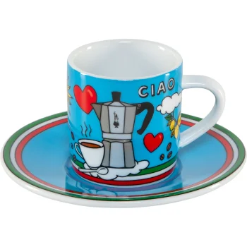 Чашка для эспрессо с блюдцем Bialetti Tazzina Ciao Italia